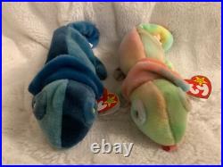 Rare Tag Error Retired TY Beanie Baby Rainbow the Chameleon See Description