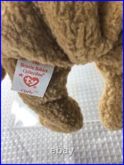 Rare Ty Beanie Babies CURLY Teddy Bear Plush