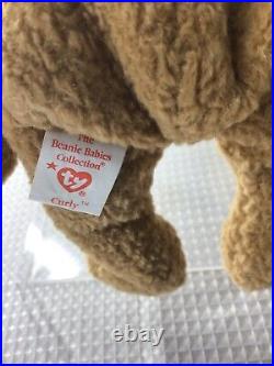 Rare Ty Beanie Babies CURLY Teddy Bear Plush