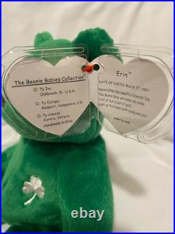 Rare Ty Beanie Babies Erin 1997 retired withTag Errors