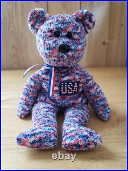 Rare Ty Beanie Babies USA 2000 Bear with tush tag Errors Retired Patriotic Plush