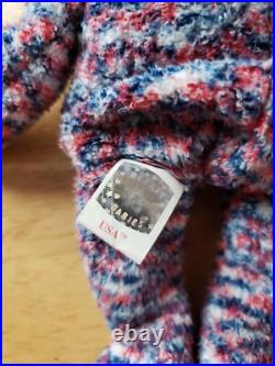 Rare Ty Beanie Babies USA 2000 Bear with tush tag Errors Retired Patriotic Plush