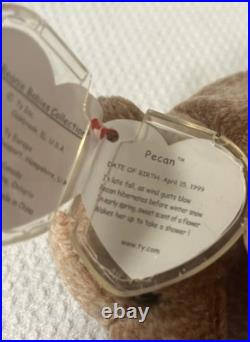 Rare Ty Beanie Baby 1999 Pecan The Bear Retired With Shiny Tush Tag