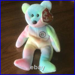 Rare Ty Beanie Baby Birthday B B Bear Unmarked 1999 MWMT Hologram Tush Tag