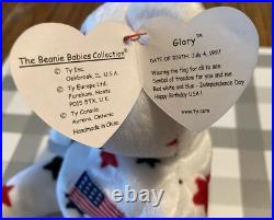 Rare Ty Beanie Baby Glory Plush Toy Bear DOB 7-4-1997 with1998 Tush Tag