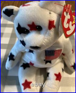 Rare Ty Beanie Baby Glory Plush Toy Bear DOB 7-4-1997 with1998 Tush Tag