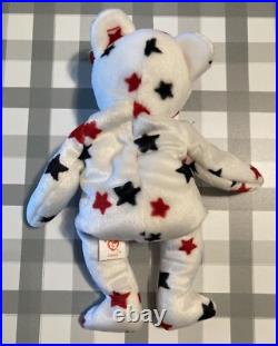 Rare Ty Beanie Baby Glory Plush Toy Bear DOB 7-4-1997 with1998 Tush Tag
