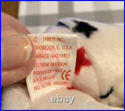 Rare Ty Beanie Baby Glory Plush Toy Bear DOB 7-4-1997 with1998 Tush Tag
