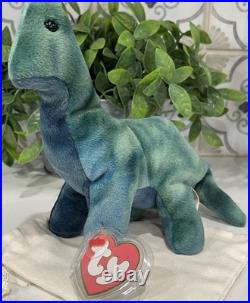 Rare Ty Beanie Baby Green Bronty Dinosaur Babies Fake Knockoff Collectors Piece