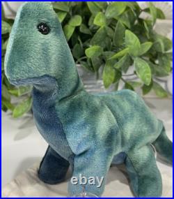 Rare Ty Beanie Baby Green Bronty Dinosaur Babies Fake Knockoff Collectors Piece