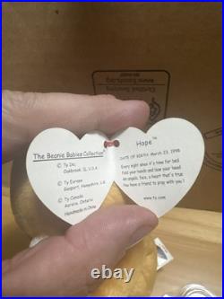 Rare Ty Beanie Baby Hope Bear Tag Error Hang Tag 1998 Tag Rear Tag 1999
