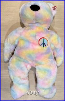 Rare Ty Beanie Baby Jumbo Peace the Bear 42 Plush Stuffed Vintage 1999 Ear Tag