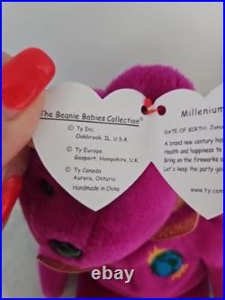 Rare Ty Beanie Baby Millennium Millenium 2000 Bear Collectible/ERRORS