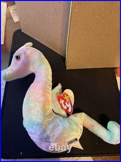 Rare Ty Beanie Baby Neon The Seahorse 1999 With Tag errors Mint Condition
