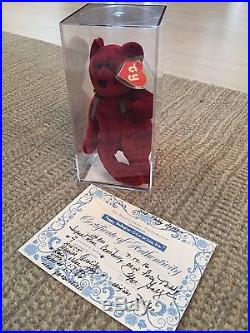 Rare Ty Beanie Baby New Face Cranberry Teddy 2nd Heart/1st Tush MWCT