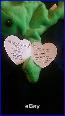 Rare Ty Beanie Baby Original Legs Frog Tag Errors Dob Numerical 4-25-93 Pvc