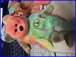 Rare Ty Beanie Baby-PEACE BEAR- Original Collectible with Tag ERRORS. NICE