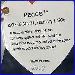 Rare Ty Beanie Baby Peace Bear 1996 Multicolor/ Mistakes