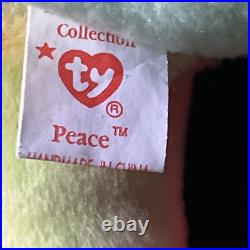 Rare Ty Beanie Baby Peace Bear 1996 Multicolor/ Mistakes