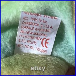 Rare Ty Beanie Baby Peace Bear 1996 Multicolor/ Mistakes