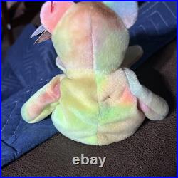 Rare Ty Beanie Baby Peace Bear 1996 Multicolor/ Mistakes