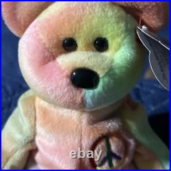 Rare Ty Beanie Baby Peace Bear 1996 Multicolor/ Mistakes