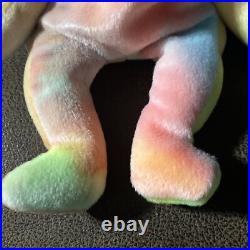 Rare Ty Beanie Baby Peace Bear 1996 Multicolor/ Mistakes