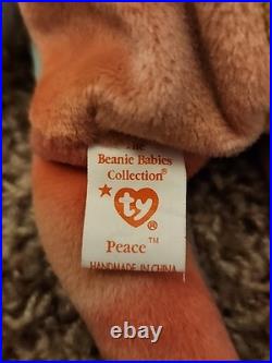Rare Ty Beanie Baby Peace Bear 1996 Multicolor With Tag Errors