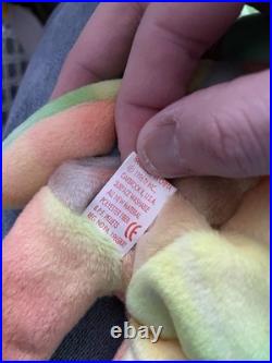 Rare Ty Beanie Baby Peace Bear 1996 Multicolor With Tag Errors