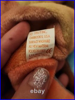 Rare Ty Beanie Baby Peace Bear 1996 Multicolor With Tag Errors