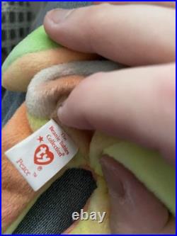 Rare Ty Beanie Baby Peace Bear 1996 Multicolor With Tag Errors