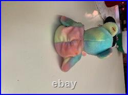 Rare Ty Beanie Baby Peace Bear Good condition, Unique Color Scheme & Errors