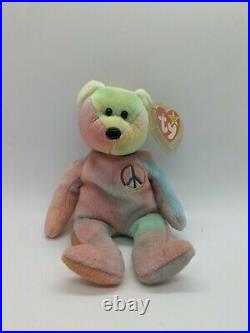 Rare Ty Beanie Baby Peace Bear, Mint Condition PVC 1996