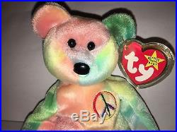Rare Ty Beanie Baby Peace Bear Original Collectible 1996 NEW Old Stock