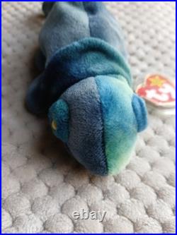 Rare Ty Beanie Baby Rainbow The Iguana Chameleon With Errors