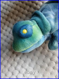 Rare Ty Beanie Baby Rainbow The Iguana Chameleon With Errors