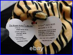 Rare Ty Beanie Baby Stripes the Tiger, Tag Errors and PVC Pellets Retired