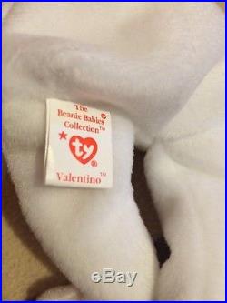 Rare Ty Beanie Baby Valentino Bear 1994 PVC Pellets Style 4058 On Hang Tag