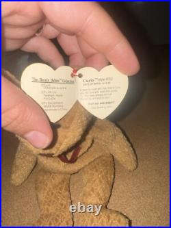 Rare! Ty Original Beanie Babies Collection Curly The Bear Ty Beanie Babies w