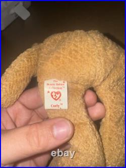 Rare! Ty Original Beanie Babies Collection Curly The Bear Ty Beanie Babies w