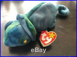 Rare Ty Original Beanie Baby Rainbow 1997 Retired W TRUE Errors story Chameleon