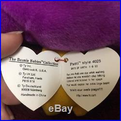 Rare Ty Patti Platypus Beanie Baby 1993 PVC Pellets Style 4025 With Tag Error