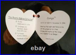 Rare Ty Retired Beanie Baby Congo The Gorilla 1996 Nwt Errors Original Owner