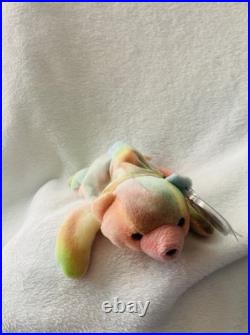 Rare Ty Sammy the Bear Beanie Baby 1998 tag errors 1999 tie-dye rainbow