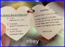 Rare Ty Sammy the Bear Beanie Baby 1998 tag errors 1999 tie-dye rainbow