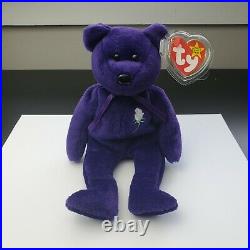 Rare Vintage TY Beanie Baby PRINCESS DIANA The Purple Teddy with MULTIPLE ERRORS