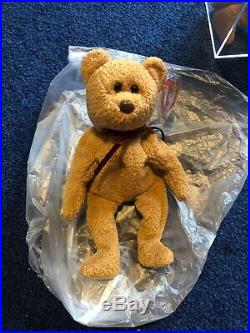 Rare Vintage Ty 4052 Beanie Babies Curly The Bear, MINT Condition