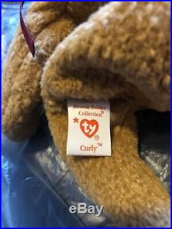 Rare Vintage Ty 4052 Beanie Babies Curly The Bear, MINT Condition