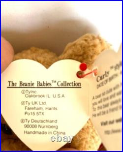 Rare Vintage ty beanie babies Curly bear with error tags