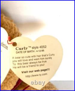 Rare Vintage ty beanie babies Curly bear with error tags